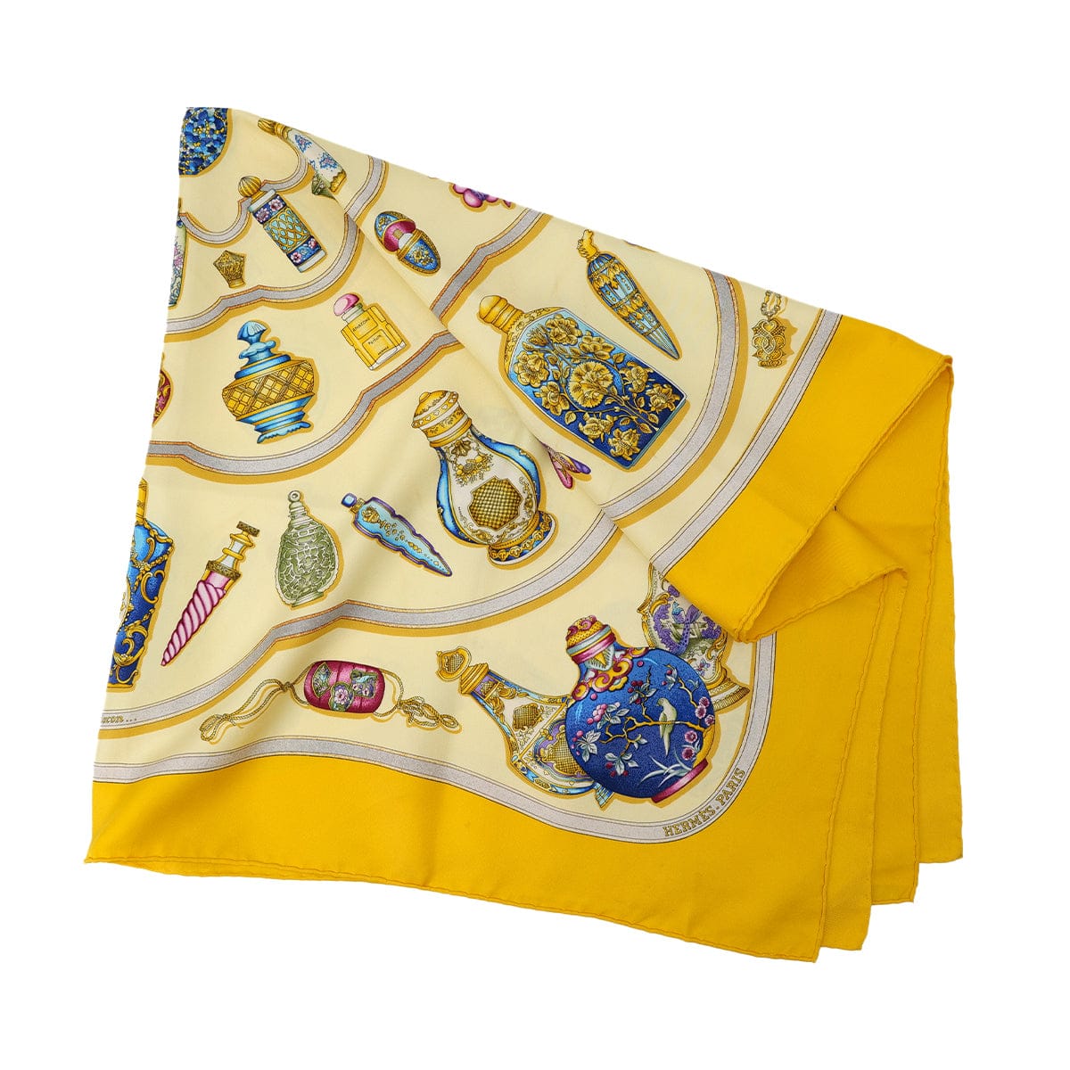 PURPOSE HERMES CARRE 90 QU' IMPORTE LE FLACON SCARF SILK YELLOW 90304192
