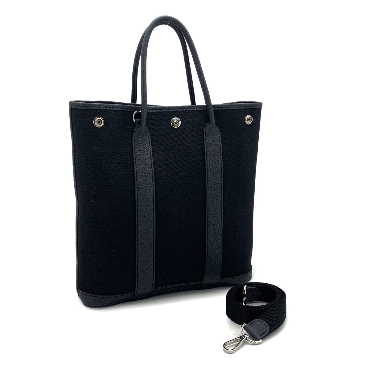 PURPOSE HERMES GARDEN FILE PM TOILE MILITARY VEAU NEGONDA BLACK BLUE INDIGO TOTE SHOULDER BAG 2020 Y STAMP 90327073