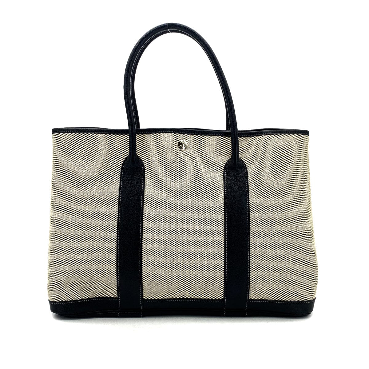 PURPOSE HERMES GARDEN PARTY 36 PM ECRU BLACK TOILE H TOTE BAG □J 90304711