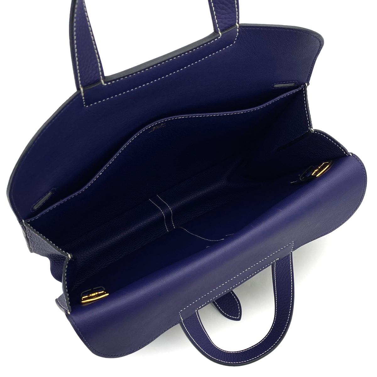 PURPOSE HERMES HALZAN 31 BLUE ENCRE TAURILLON CLEMENCE 5WAY HAND SHOULDER BAG C GOLD HARDWARE 90308363