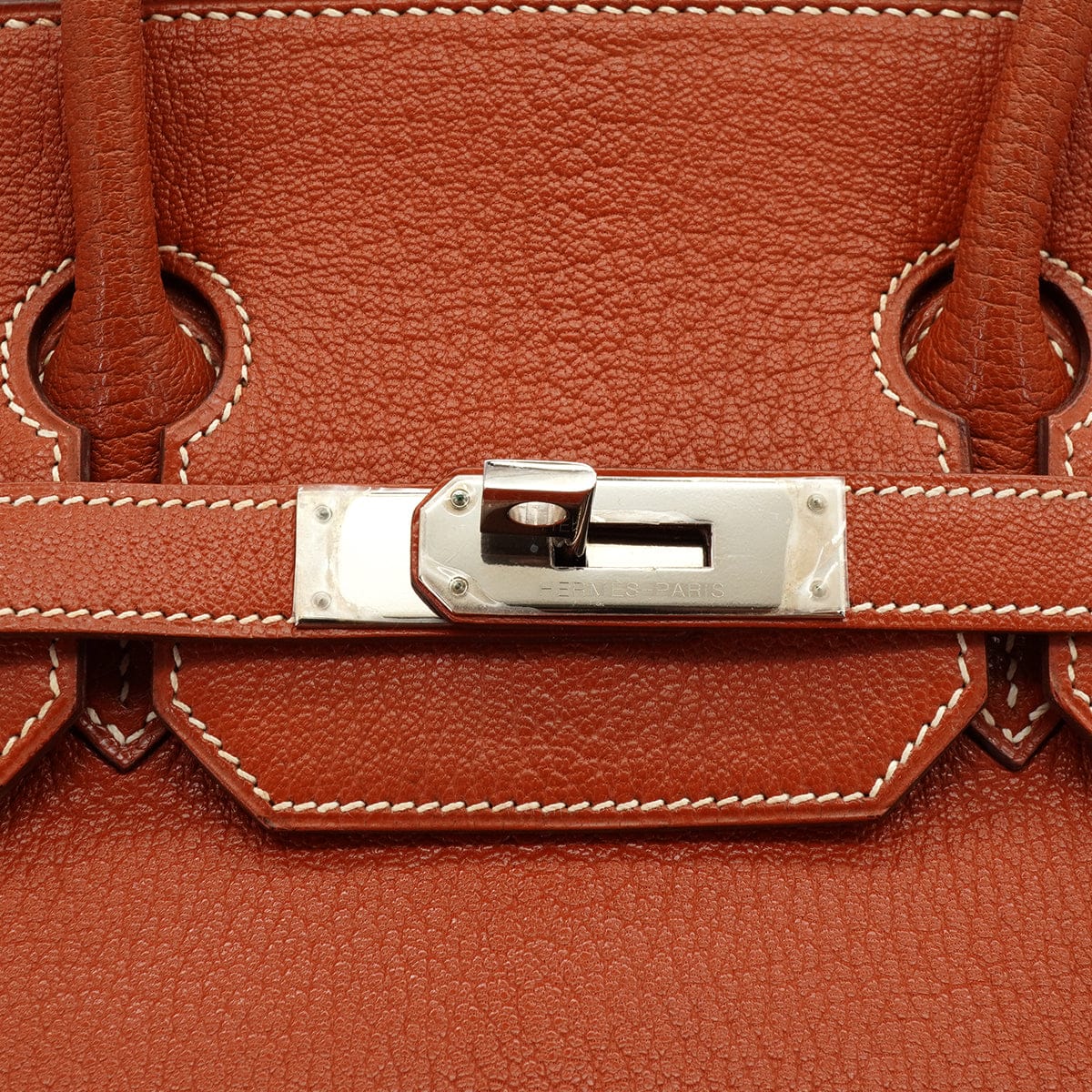 HERMES HAUT A COURROIES 32 BRIQUE CHEVRE HAND BAG 2006 SQUARE J PALLADIUM HARDWARE DXBS6657
