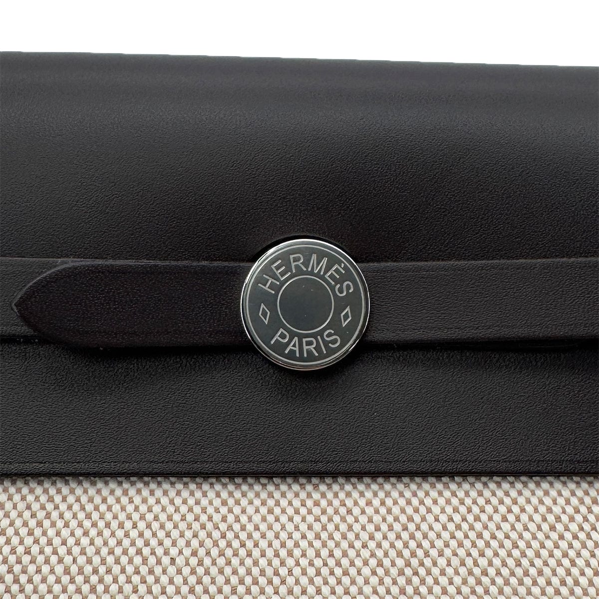 PURPOSE HERMES HER BAG ZIP 20 EBENE ECRU VACHE HUNTER TOILE H SHOULDER BAG K 90286857