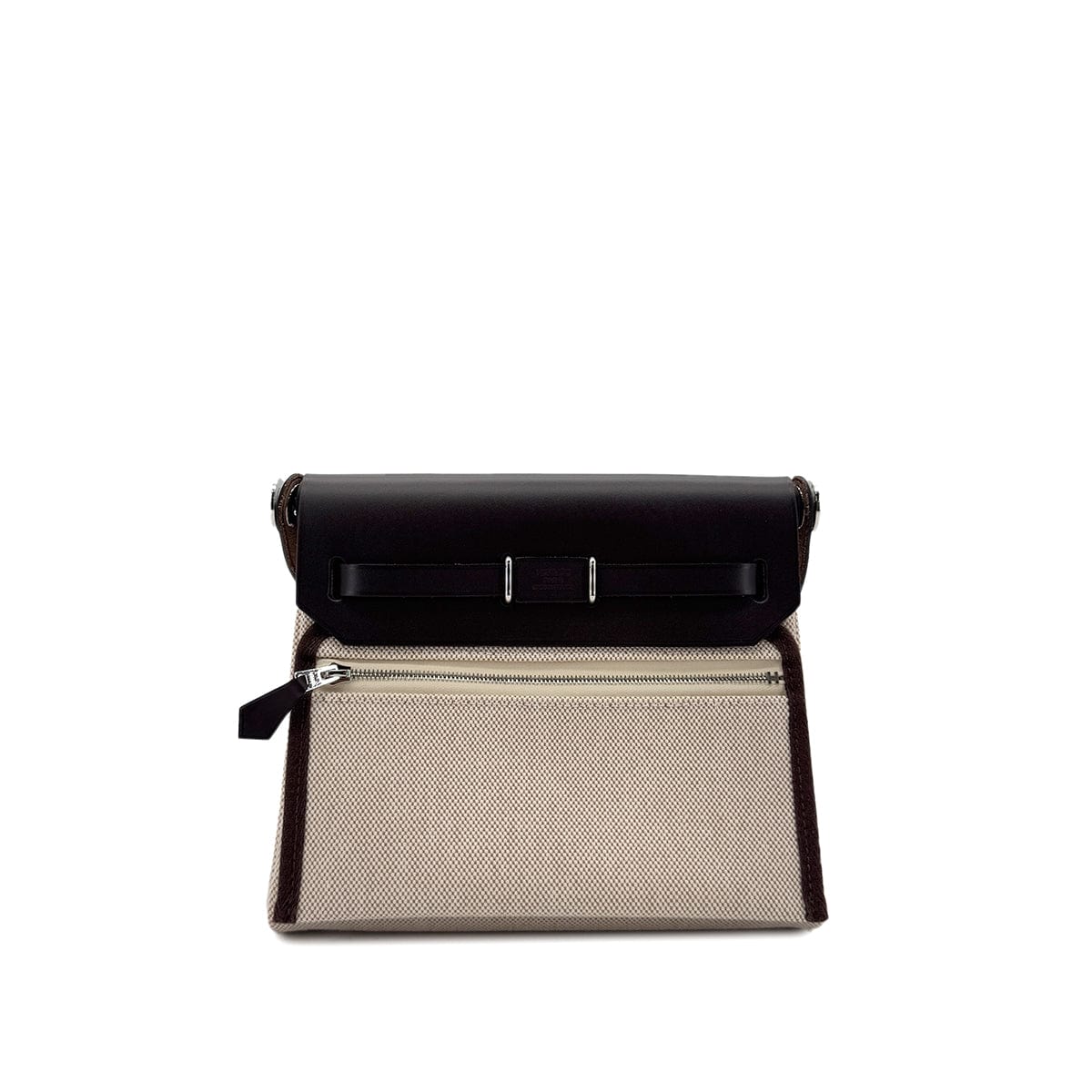 PURPOSE HERMES HER BAG ZIP 20 EBENE ECRU VACHE HUNTER TOILE H SHOULDER BAG K 90286857