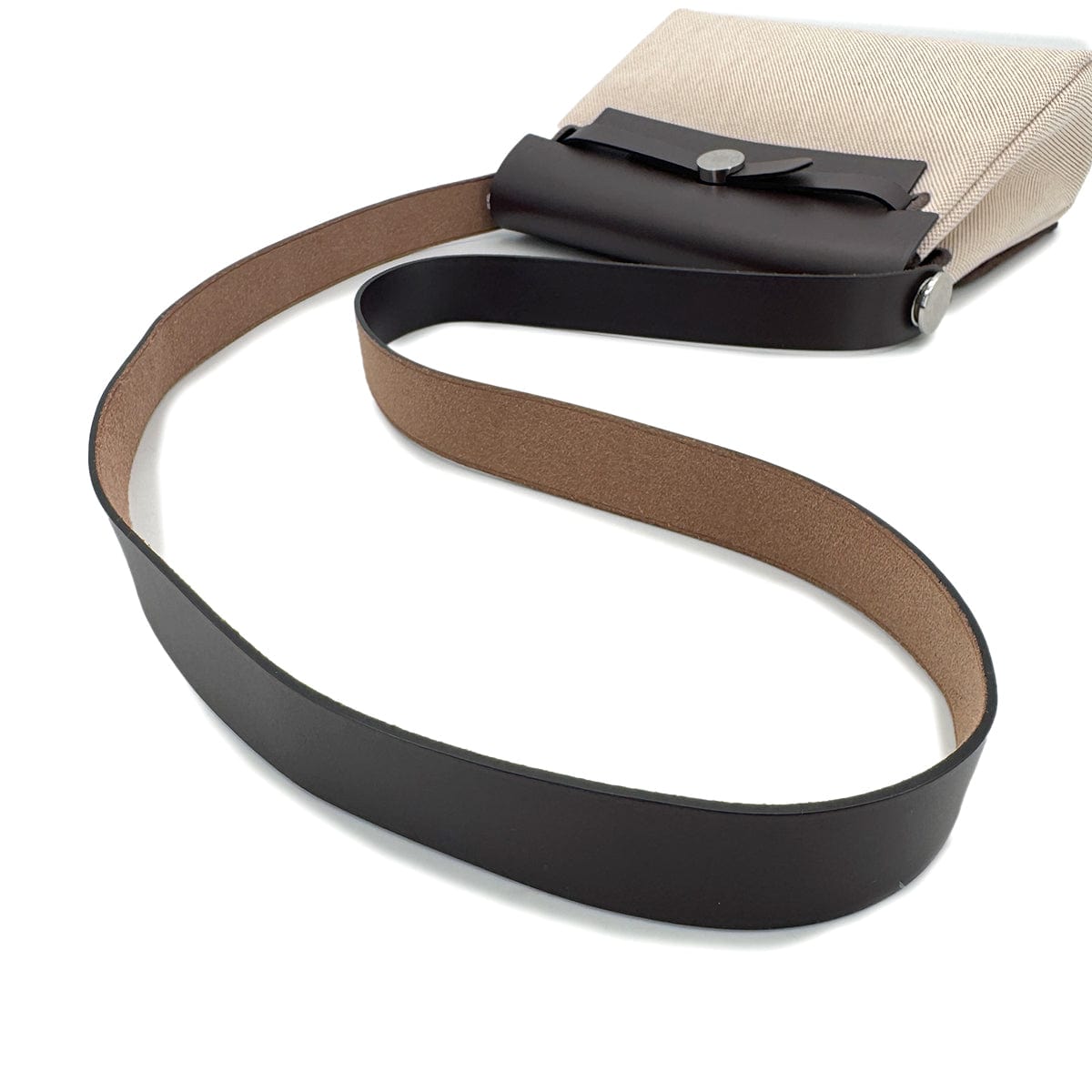 PURPOSE HERMES HER BAG ZIP 20 EBENE ECRU VACHE HUNTER TOILE H SHOULDER BAG K 90286857