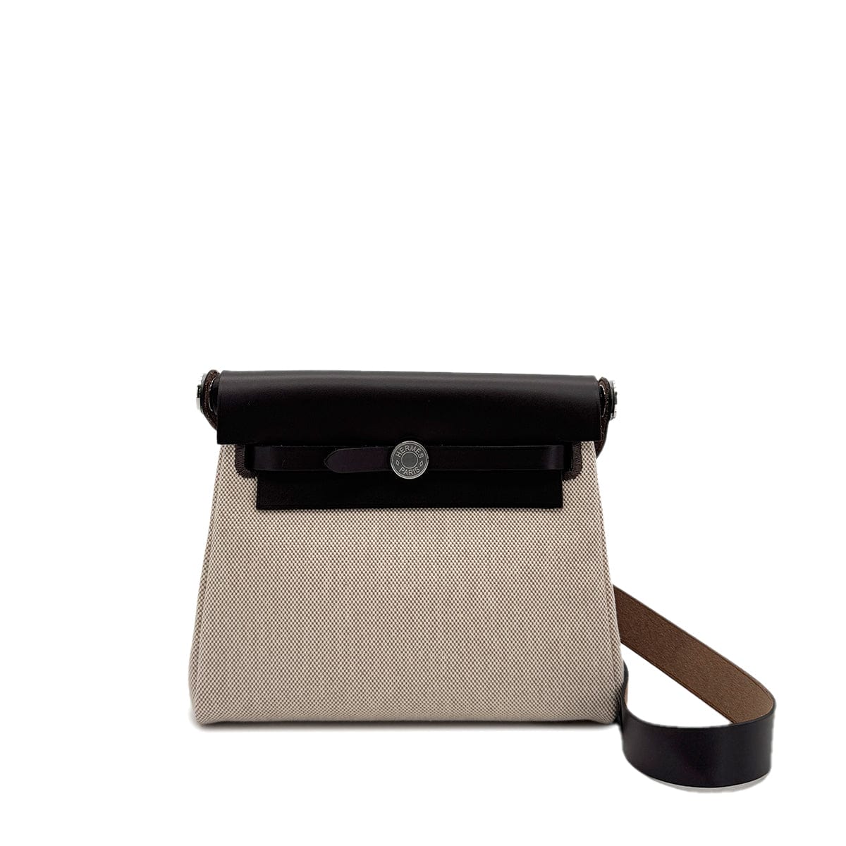 PURPOSE HERMES HER BAG ZIP 20 EBENE ECRU VACHE HUNTER TOILE H SHOULDER BAG K 90286857