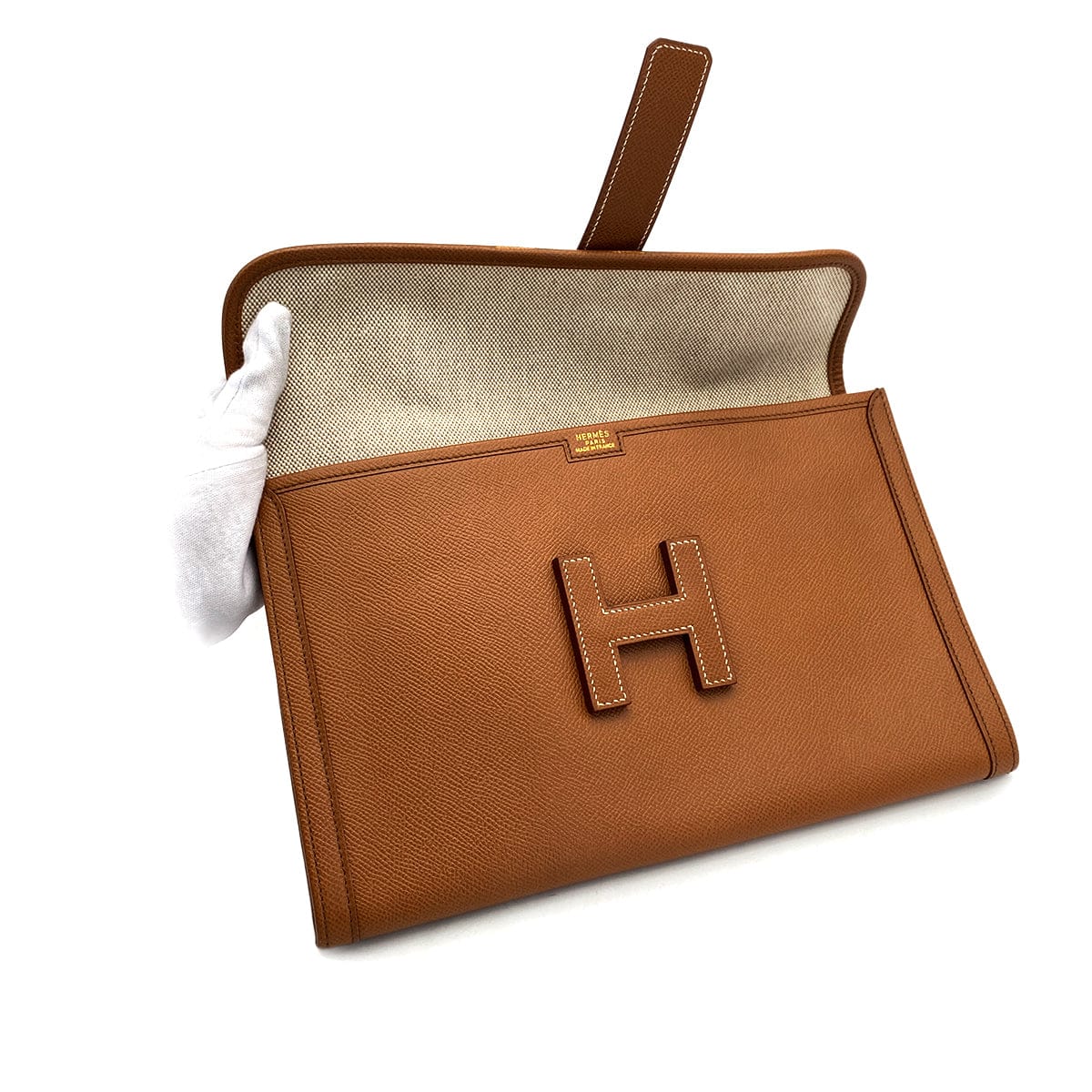 PURPOSE HERMES JIGE PM CLUTCH BAG GOLD COURCHEVEL 1997 SQUARE A 90321637
