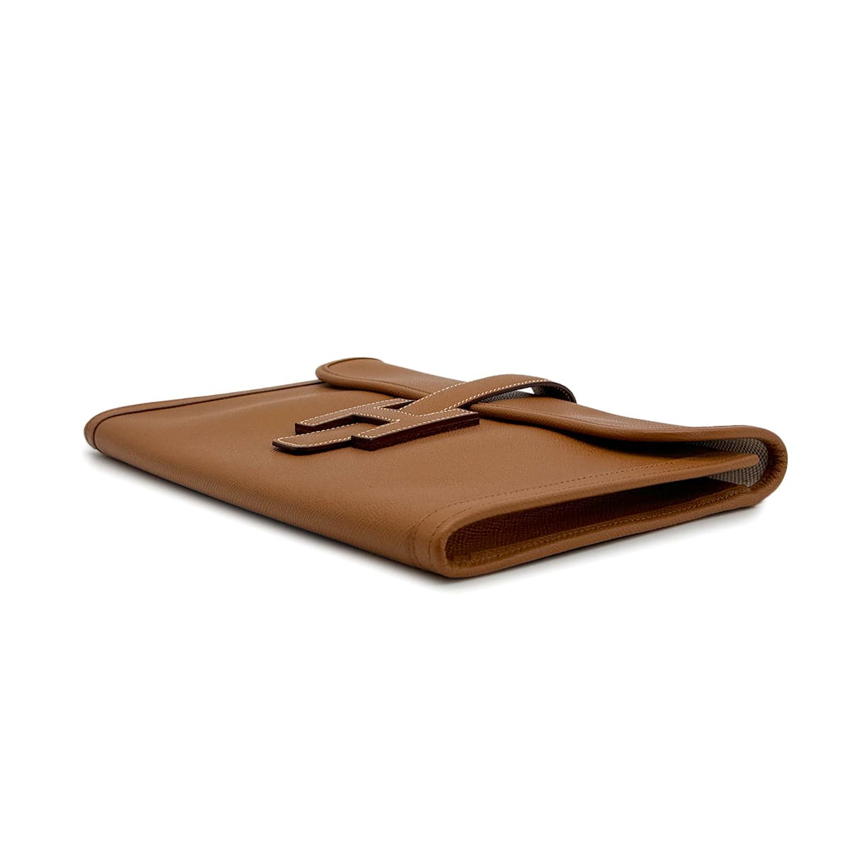 PURPOSE HERMÈS JIGE PM GOLD COURCHEVEL CLUTCH BAG 2001 SQUARE E 90321163
