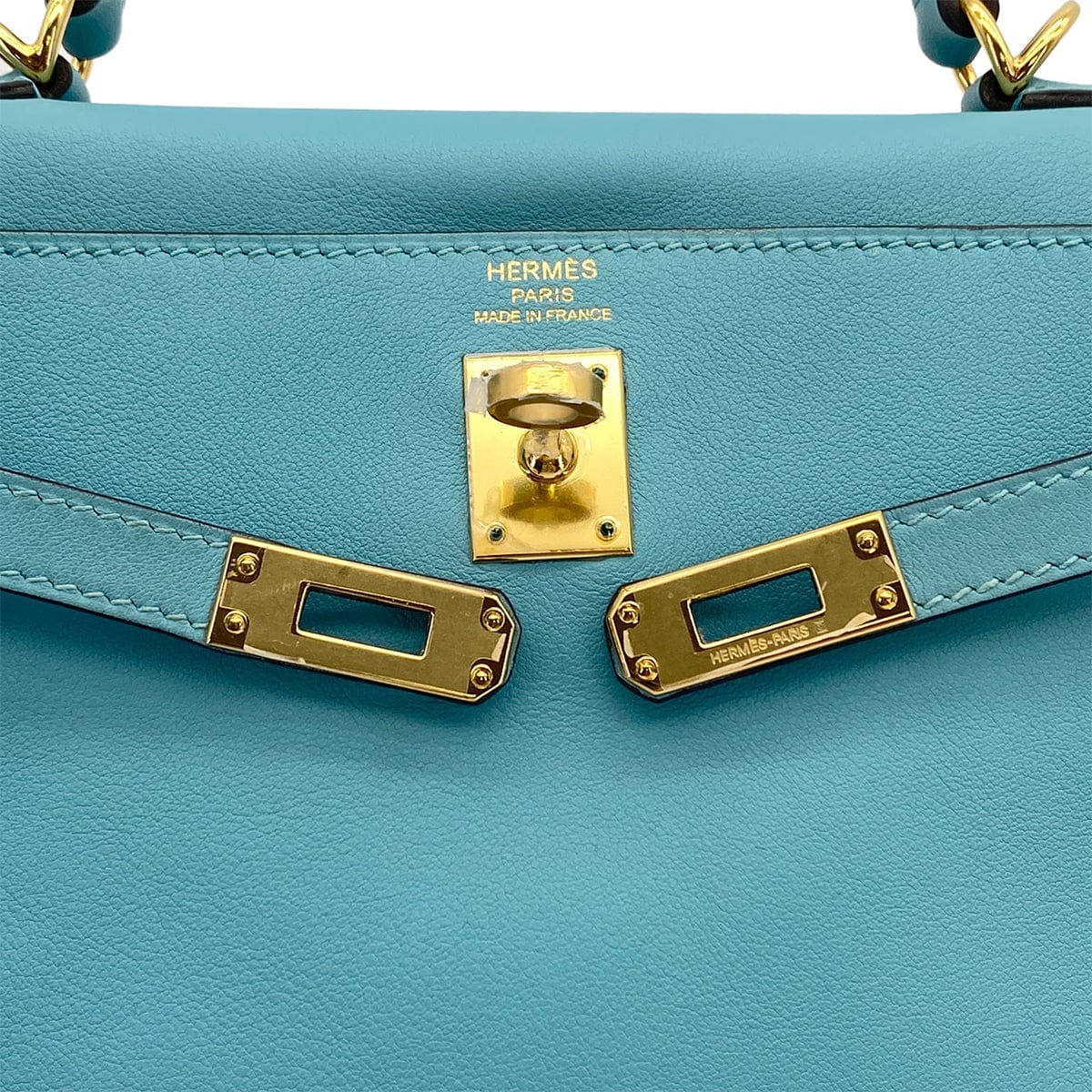 PURPOSE HERMES KELLY 25 RETOURNE BLUE SAINT CYR SWIFT HAND SHOULDER BAG 2015 T GOLD HARDWARE 90327251