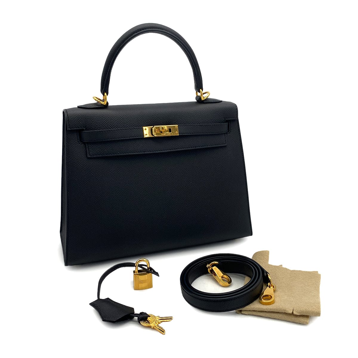 PURPOSE HERMES KELLY 25 SELLIER BLACK EPSOM HAND SHOULDER BAG 2021 Z STAMP GOLD HARDWARE 90325333