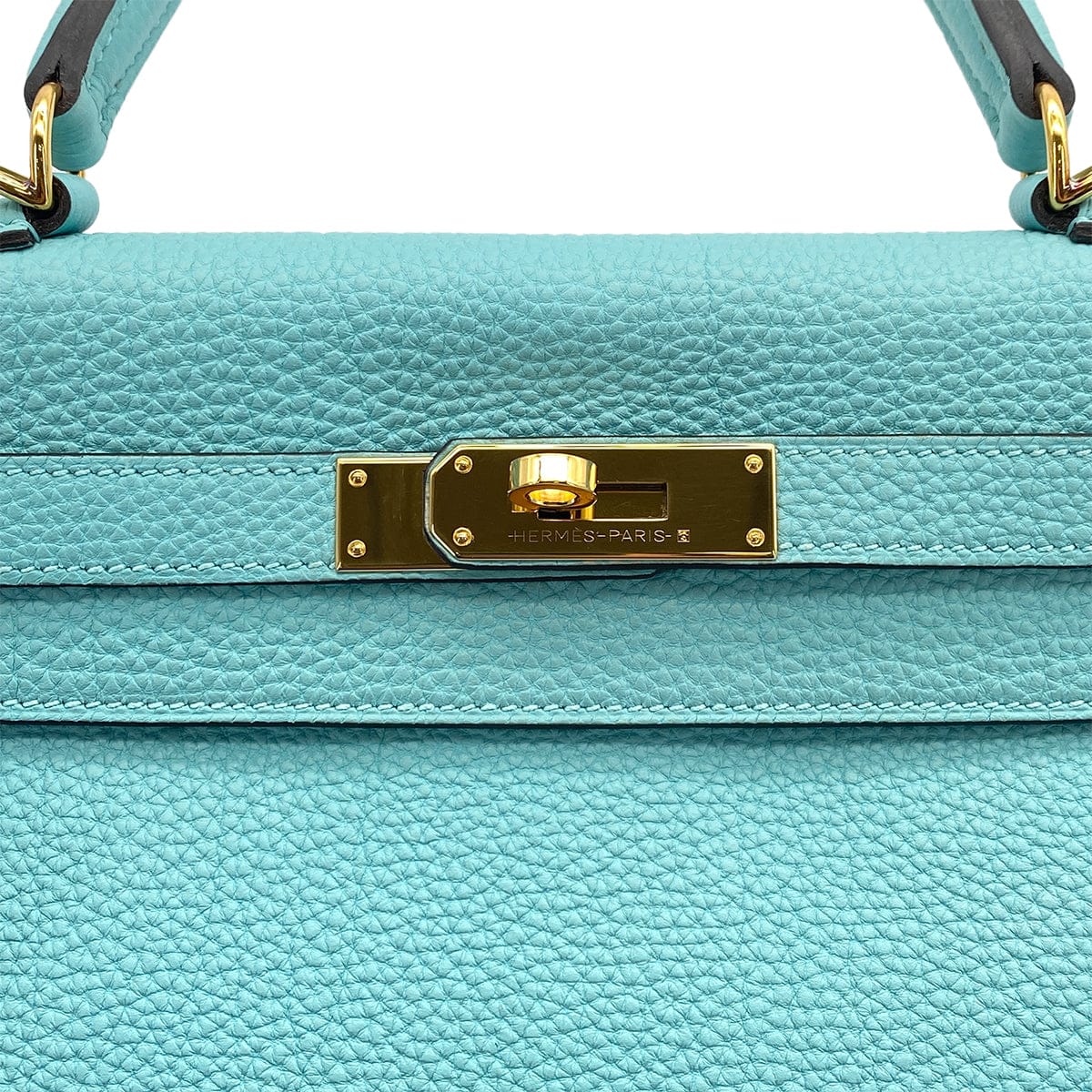 PURPOSE HERMES KELLY 28 RETOURNE BLUE ATOLL TOGO HAND SHOULDER BAG T GOLD HARDWARE 90309264