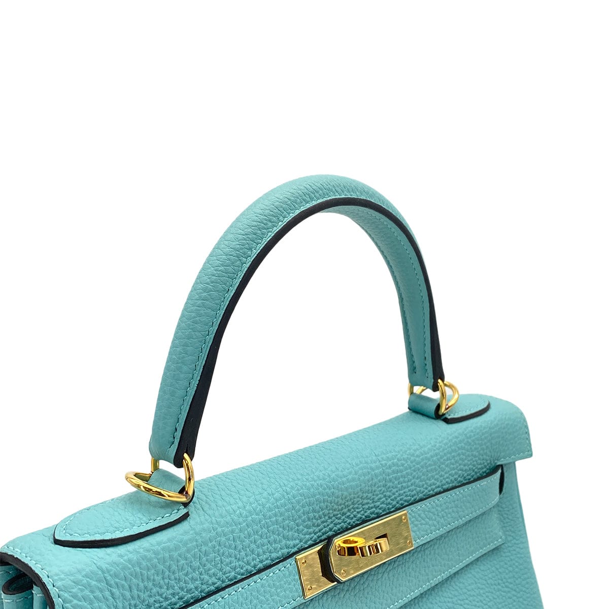 PURPOSE HERMES KELLY 28 RETOURNE BLUE ATOLL TOGO HAND SHOULDER BAG T GOLD HARDWARE 90309264