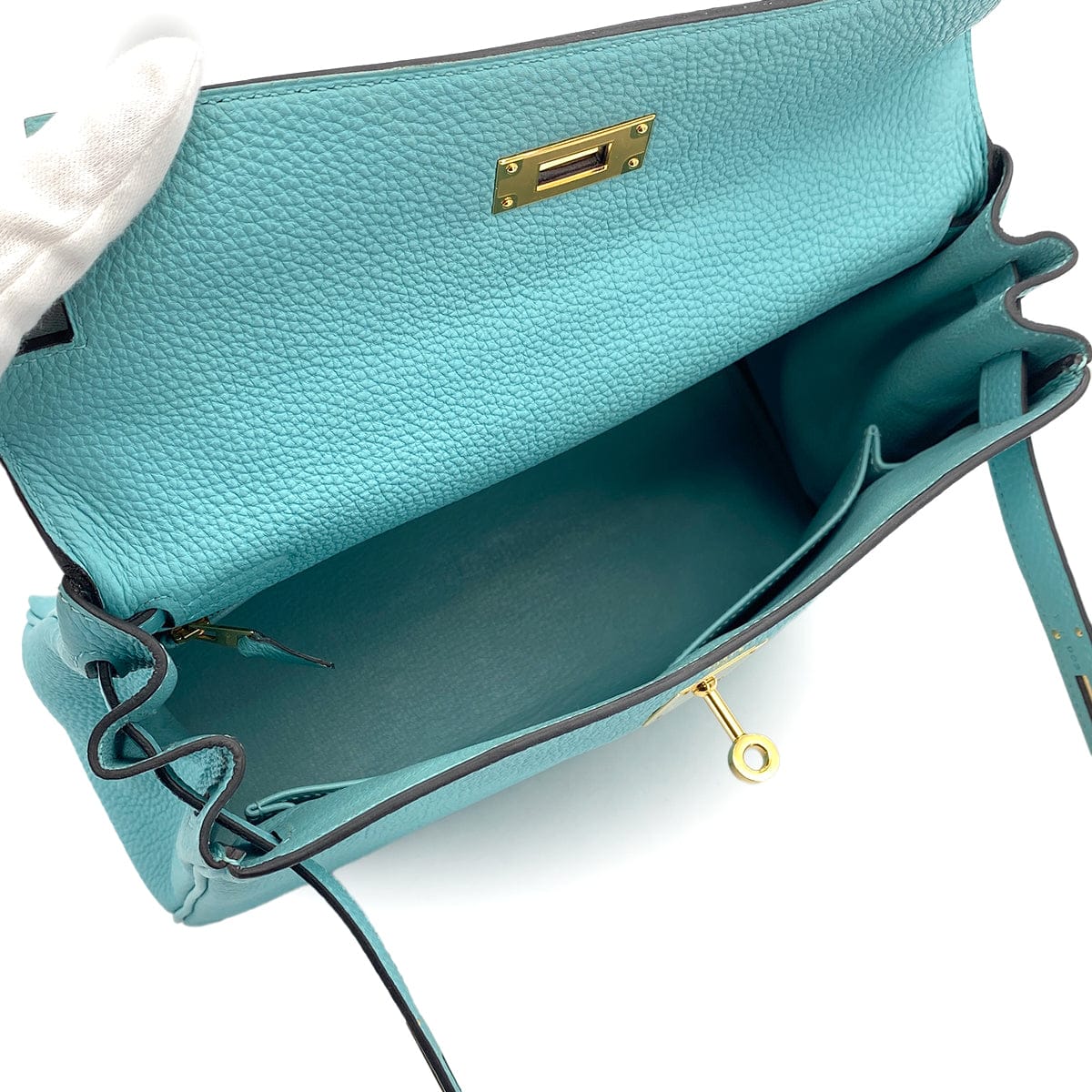 PURPOSE HERMES KELLY 28 RETOURNE BLUE ATOLL TOGO HAND SHOULDER BAG T GOLD HARDWARE 90309264