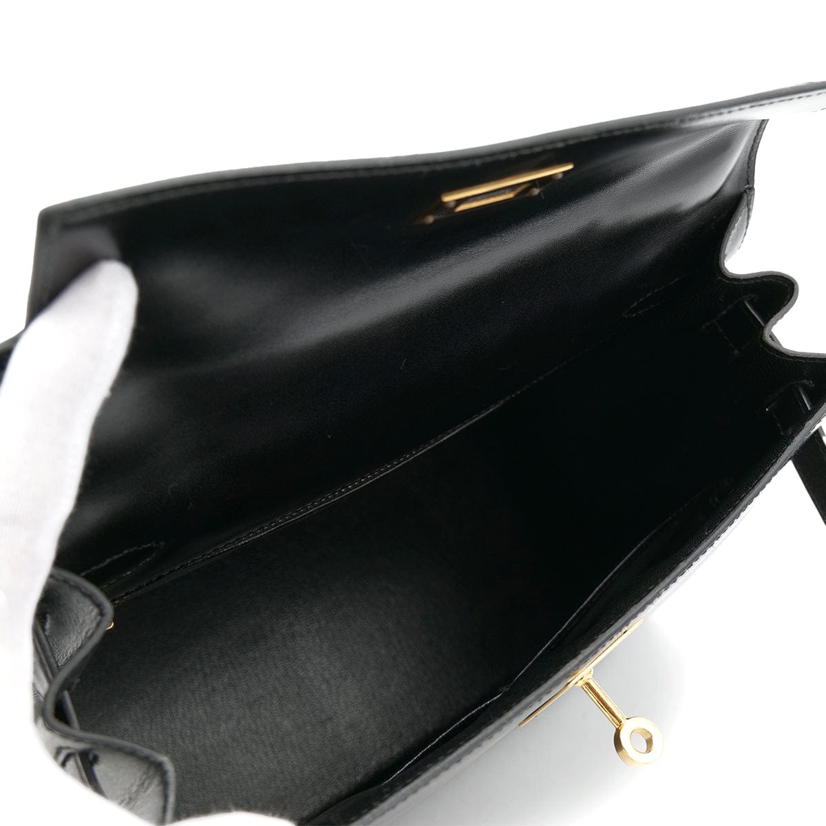 PURPOSE HERMES KELLY 28 SELLIER BLACK BOX CALF HAND SHOULDER BAG 〇U GHW 90301088