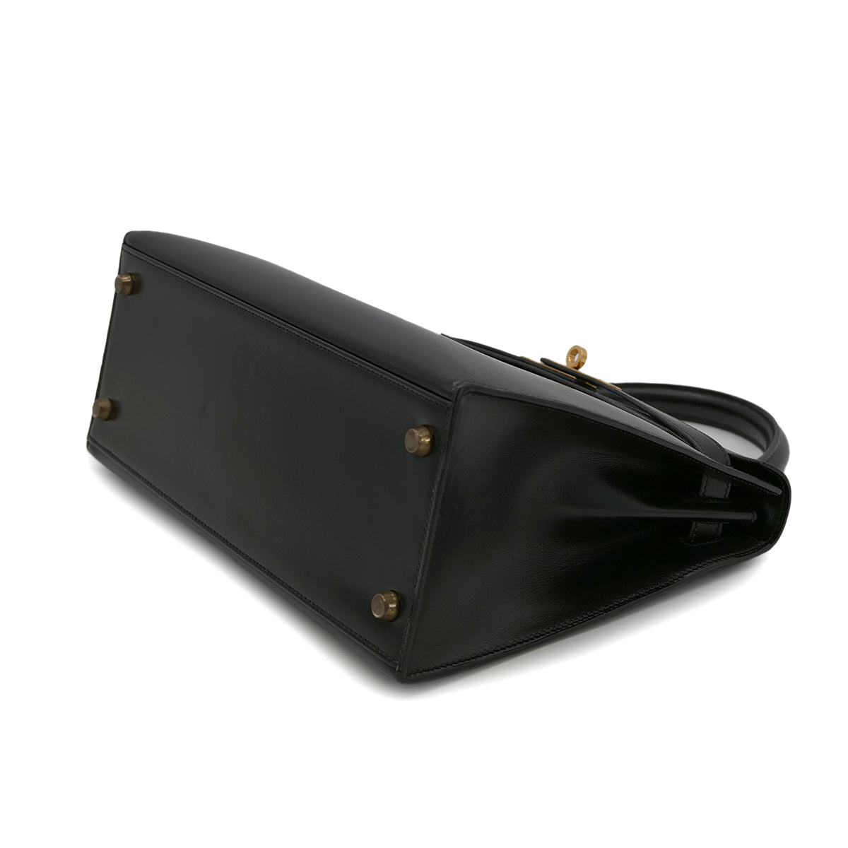 PURPOSE HERMES KELLY 28 SELLIER BLACK BOX CALF HAND SHOULDER BAG 〇U GHW 90301088