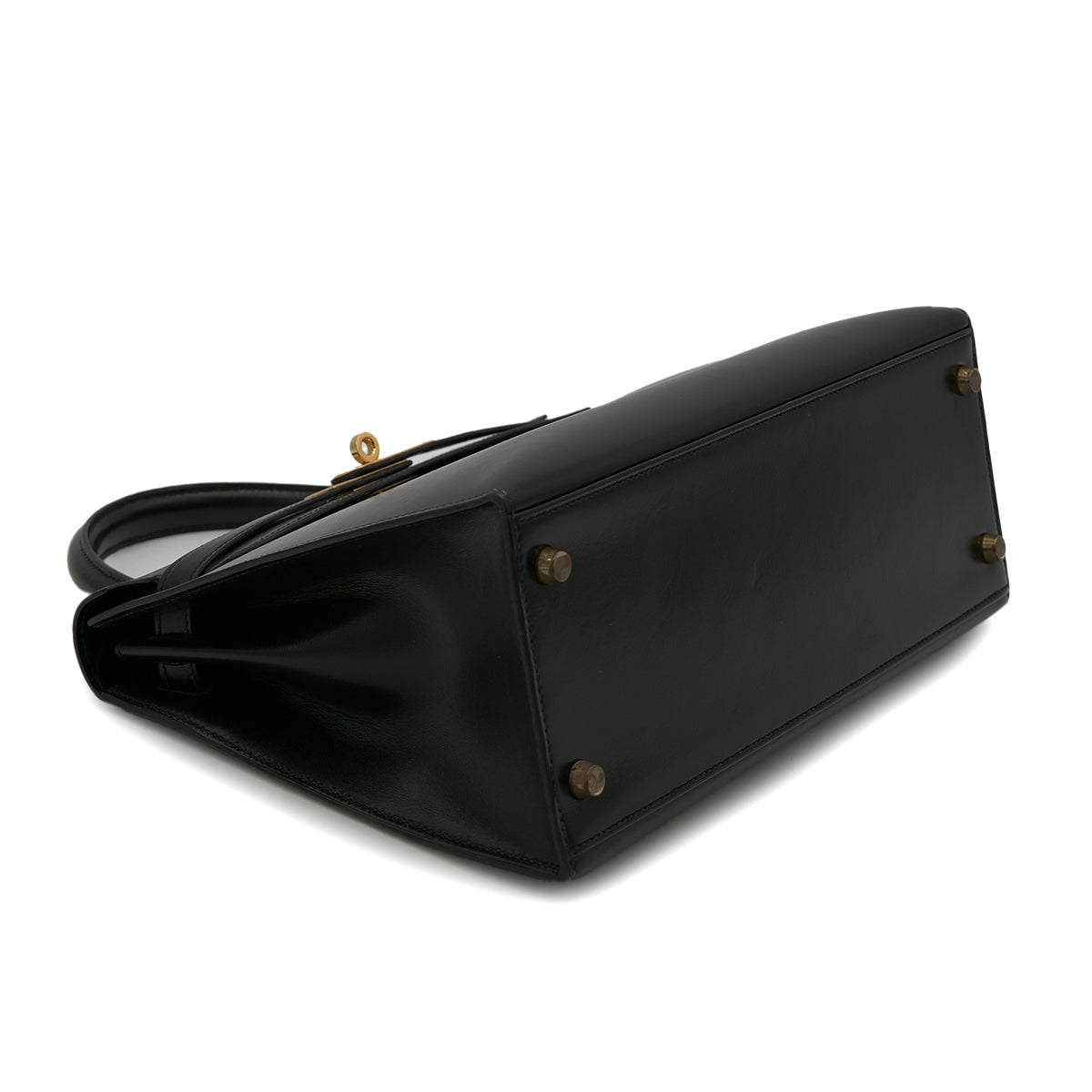 PURPOSE HERMES KELLY 28 SELLIER BLACK BOX CALF HAND SHOULDER BAG 〇U GHW 90301088
