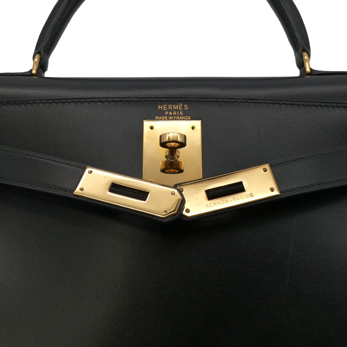 PURPOSE HERMES KELLY 28 SELLIER BLACK BOX CALF HAND SHOULDER BAG 〇U GHW 90301089