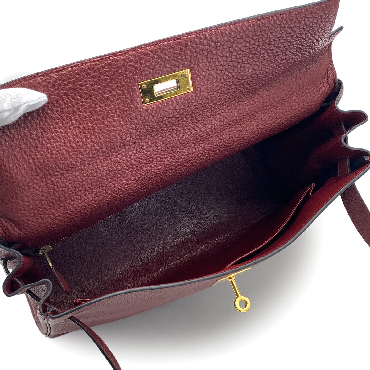 HERMES KELLY 32 RETORNE ROUGE H TOGO HAND BAG 2001 SQUARE E GOLD HARDWARE 90324279