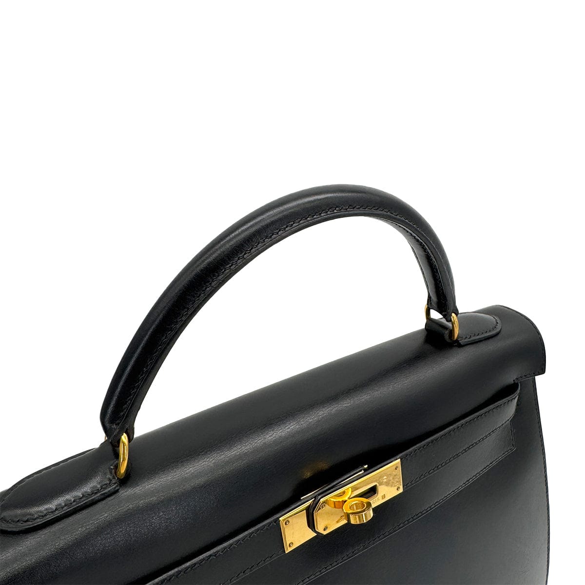 PURPOSE HERMES KELLY 32 SELLIER BLACK BOXCALF HAND SHOULDER BAG □C GOLD HARDWARE 90309800