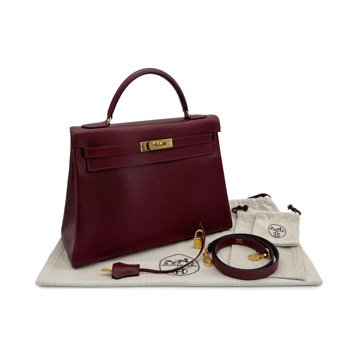PURPOSE HERMES KELLY 32 SELLIER ROUGE H COUCHVEL HAND SHOULDER BAG 〇R GHW 90304698