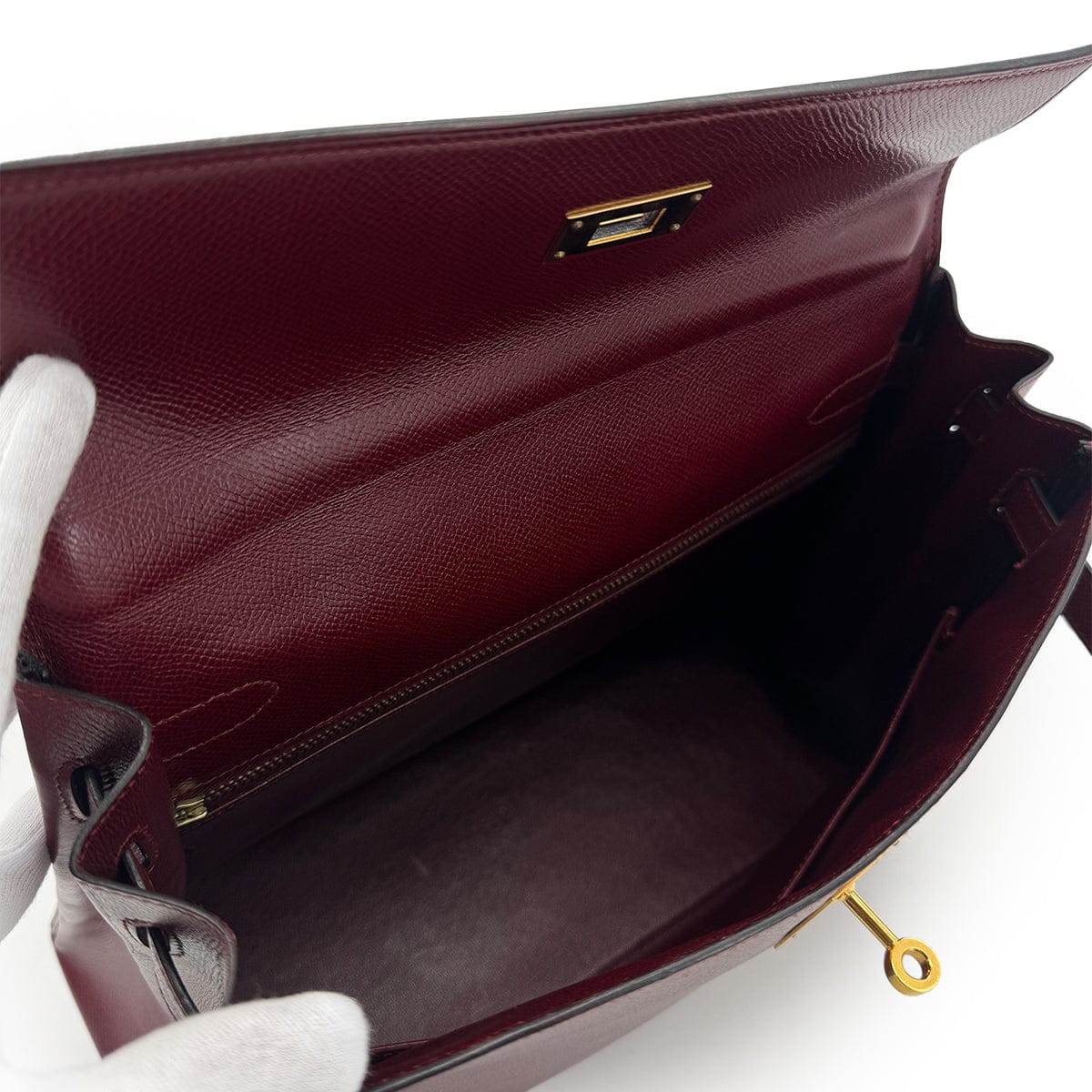 PURPOSE HERMES KELLY 32 SELLIER ROUGE H COUCHVEL HAND SHOULDER BAG 〇R GHW 90304698