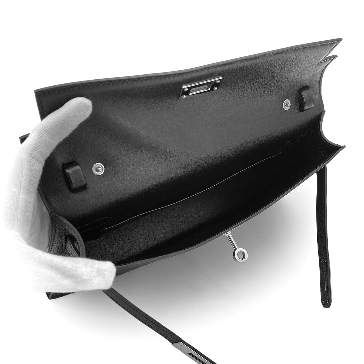 PURPOSE HERMES KELLY ELAN BLACK CHEVRE MYSORE CLUTCH SHOULDER BAG B PHW 90305111