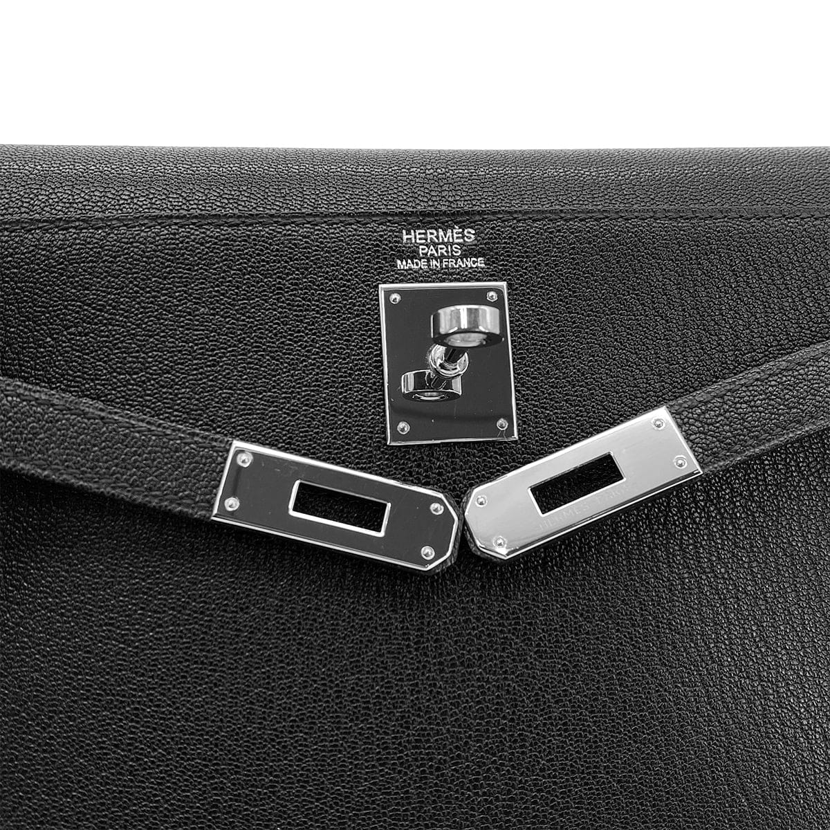 PURPOSE HERMES KELLY ELAN BLACK CHEVRE MYSORE CLUTCH SHOULDER BAG B PHW 90305111
