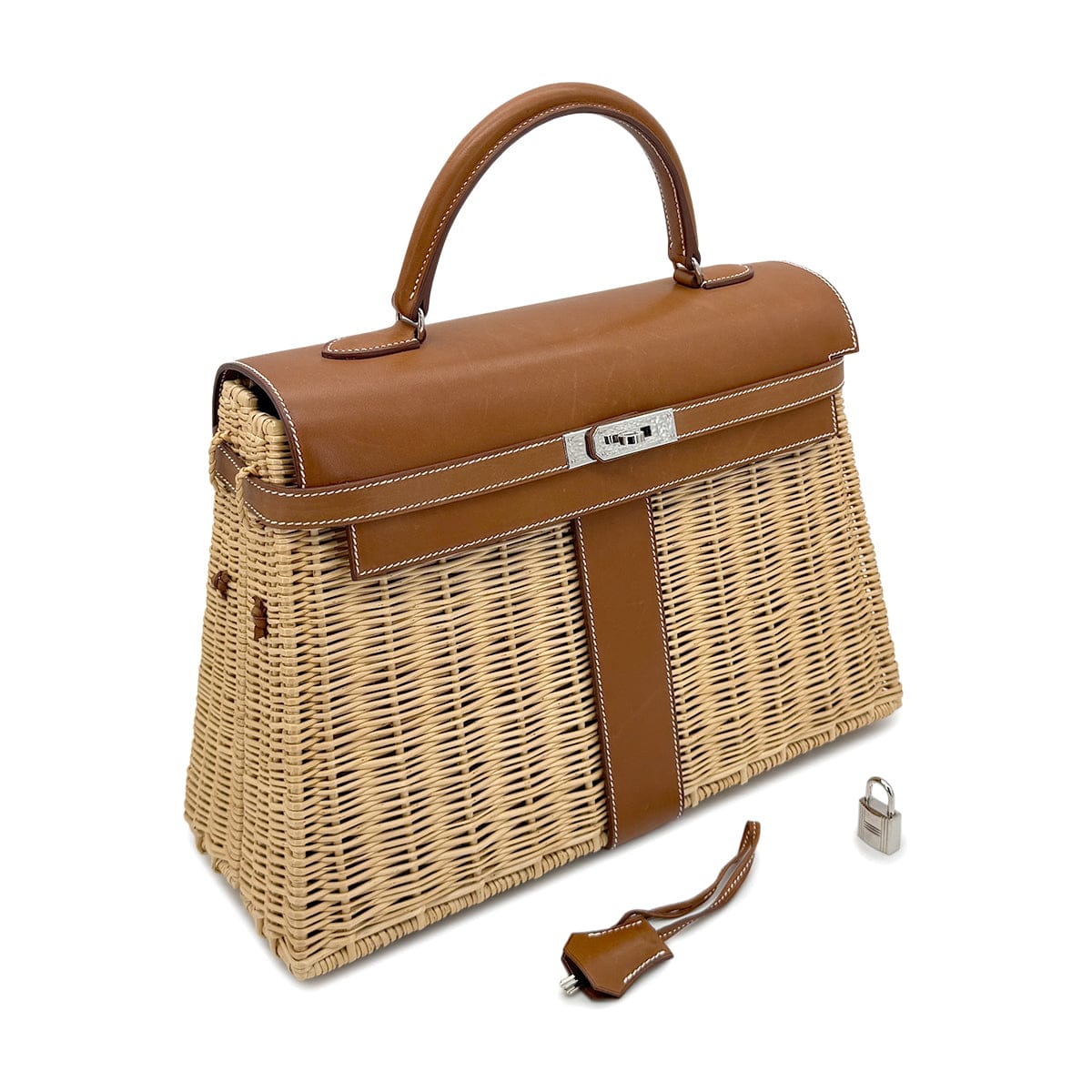 PURPOSE HERMES KELLY PICNIC FAUVE NATURAL VEAU BARENIA HAND BAG □O 90269871