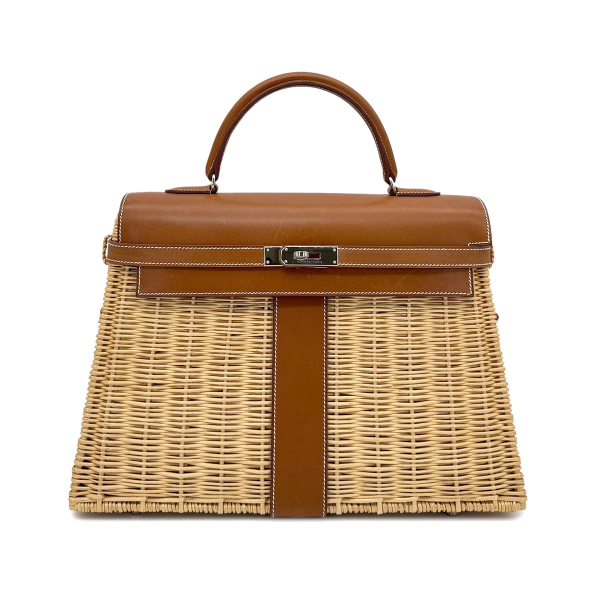 PURPOSE HERMES KELLY PICNIC FAUVE NATURAL VEAU BARENIA HAND BAG □O 90269871