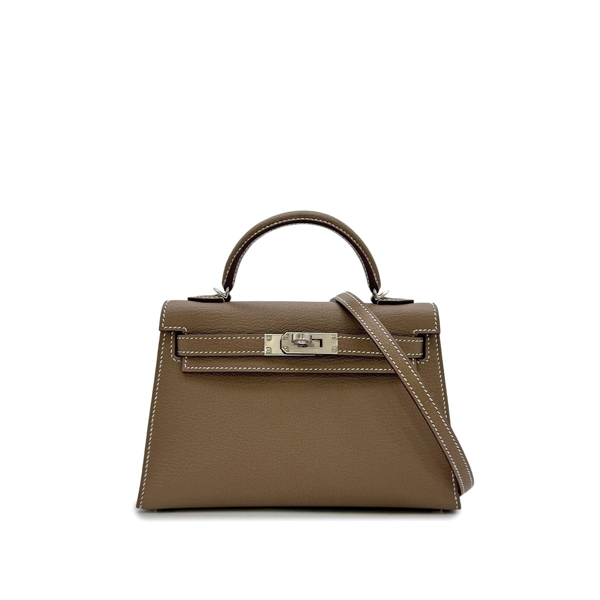 PURPOSE HERMES MINI KELLY 2 VERSO ETOUPE NEW WHITE CHEVRE MYSORE HAND SHOULDER BAG W PHW 90305379