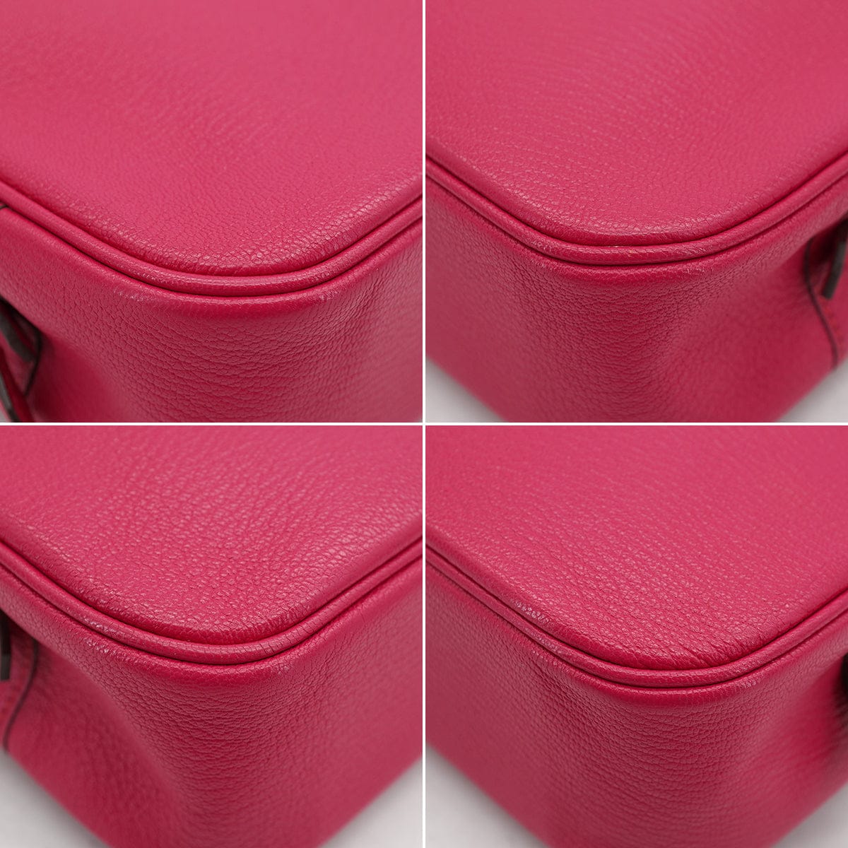PURPOSE HERMES PLUME ELAN 28 FUCHSIA PINK CHEVRE HAND BAG 2006 SQUARE J PALLADIUM HARDWARE 90335573