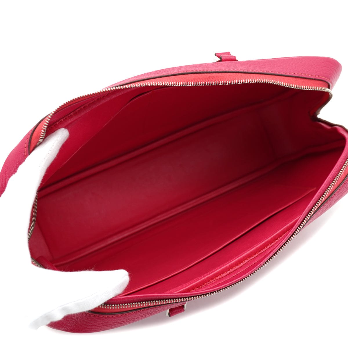 PURPOSE HERMES PLUME ELAN 28 FUCHSIA PINK CHEVRE HAND BAG 2006 SQUARE J PALLADIUM HARDWARE 90335573