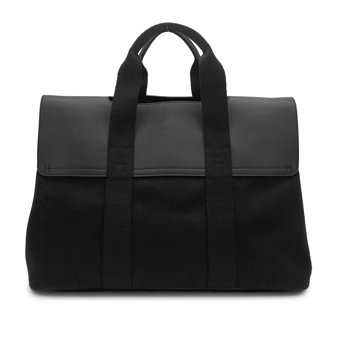 PURPOSE HERMES VALPARAISO MM BLACK TOILE CHEVRONS VEAU SWIFT HAND BAG 90325937