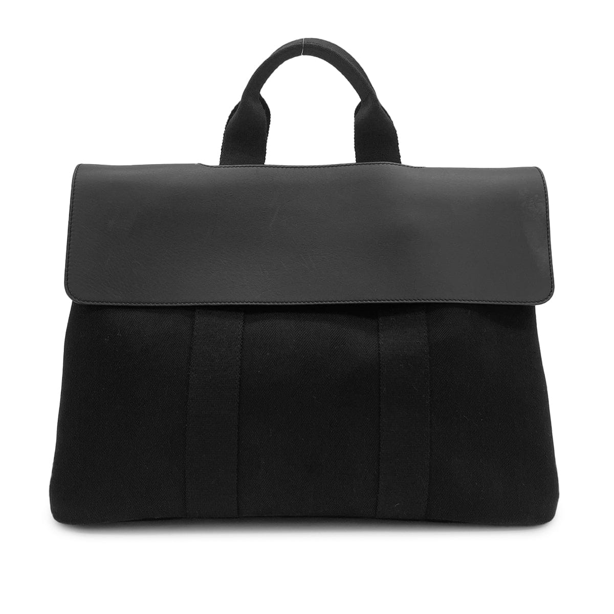 PURPOSE HERMES VALPARAISO MM BLACK TOILE CHEVRONS VEAU SWIFT HAND BAG 90325937