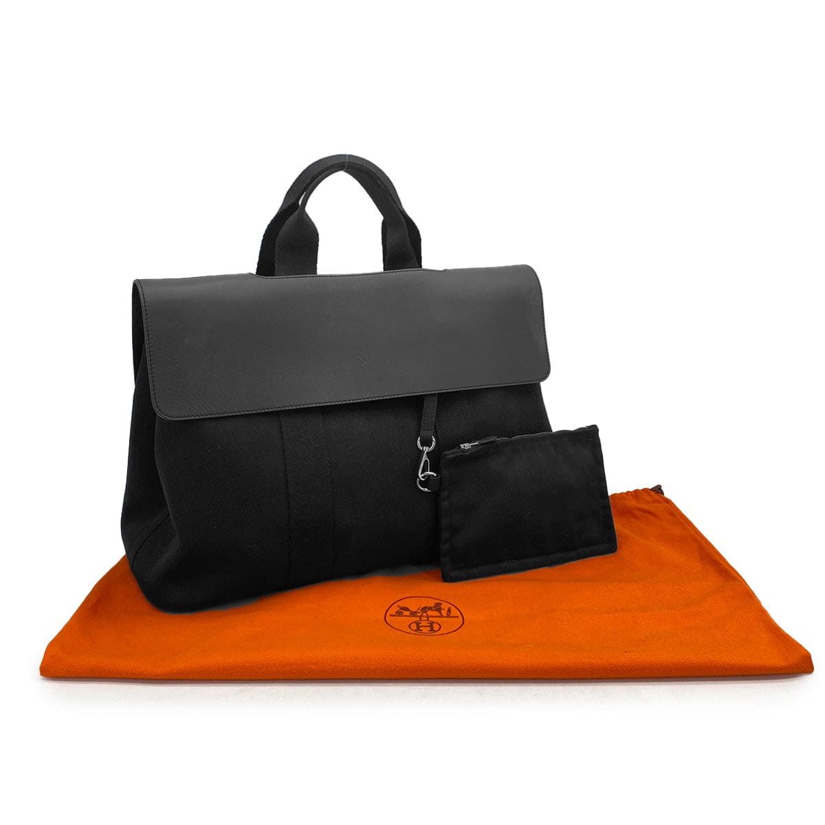 PURPOSE HERMES VALPARAISO MM BLACK TOILE CHEVRONS VEAU SWIFT HAND BAG 90325937