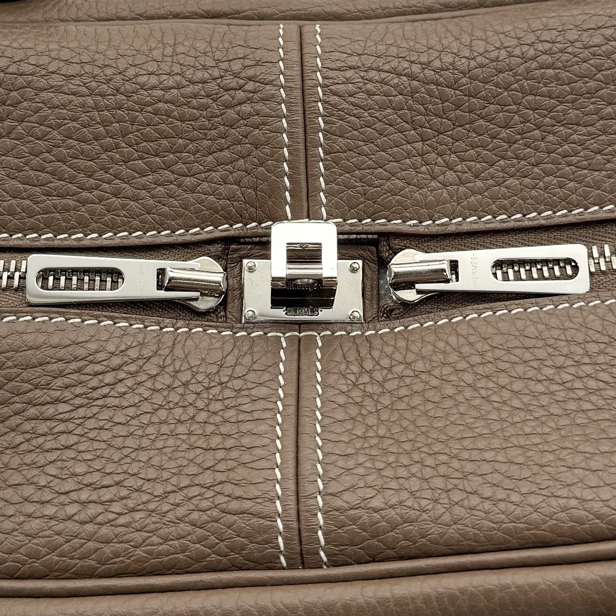 PURPOSE HERMES VICTORIA 2 FOURRE TOUT 35 ETOUPE TAURILLON CLEMENCE HAND BAG X PALLADIUM HARDWARE 90307830