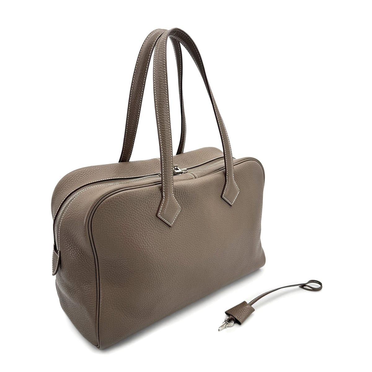 PURPOSE HERMES VICTORIA 2 FOURRE TOUT 35 ETOUPE TAURILLON CLEMENCE HAND BAG X PALLADIUM HARDWARE 90307830