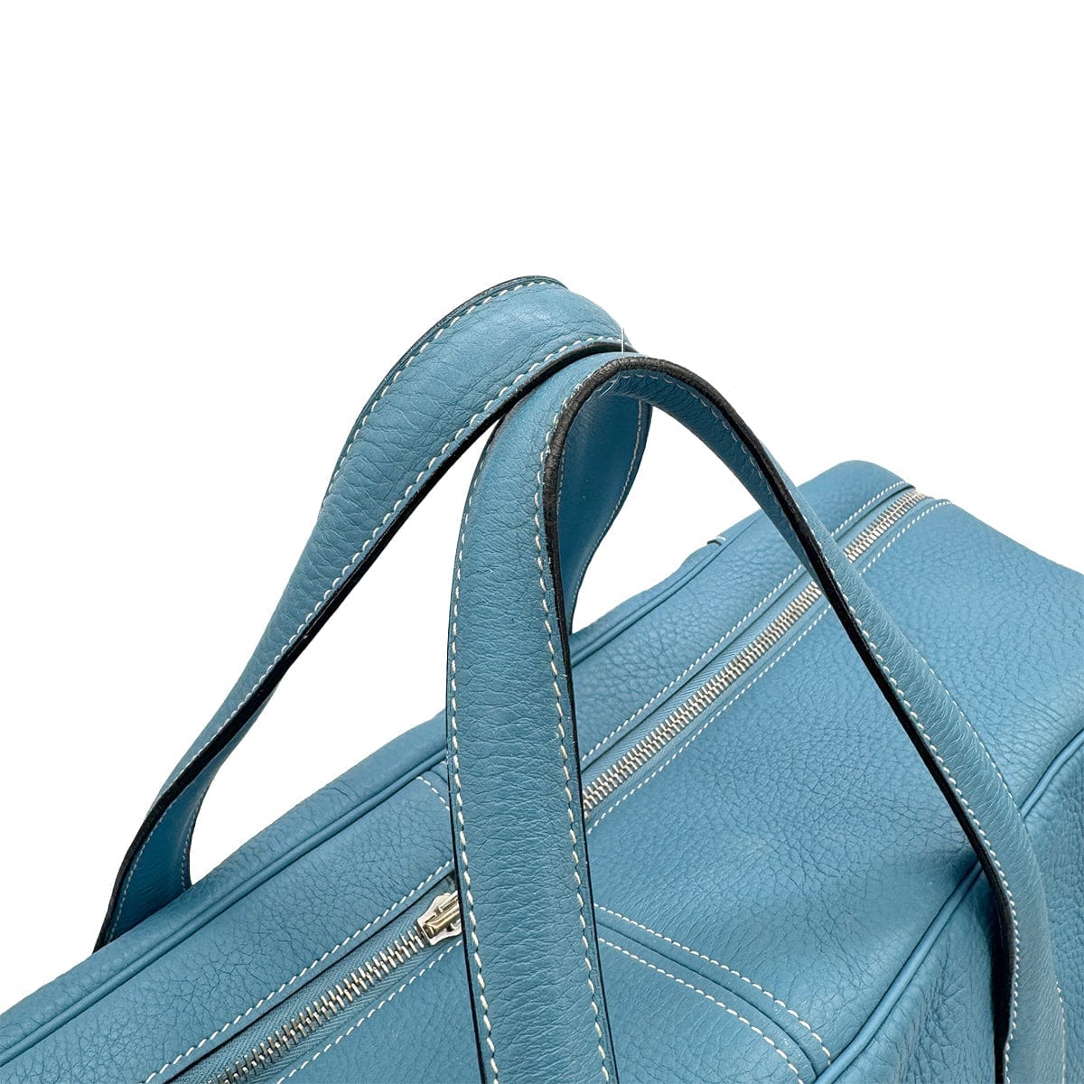 PURPOSE HERMES VICTORIA 50 BLUE JEAN TAURILLON CLEMENCE HAND BAG □C PALLADIUM HARDWARE 90310303