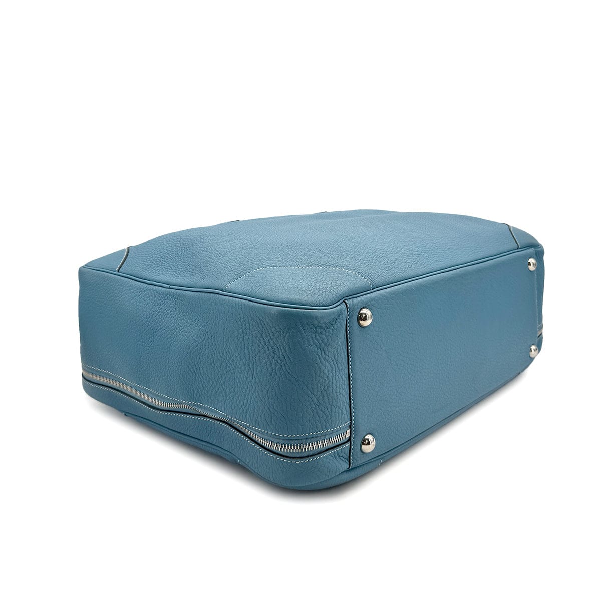 PURPOSE HERMES VICTORIA 50 BLUE JEAN TAURILLON CLEMENCE HAND BAG □C PALLADIUM HARDWARE 90310303