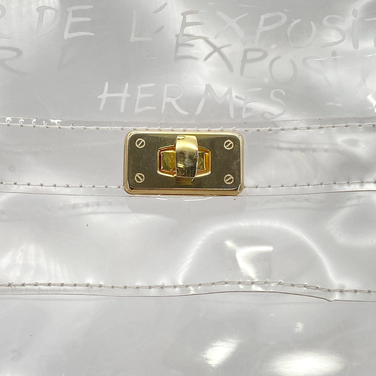 PURPOSE HERMES VINYL KELLY SOUVENIR DE L' EXPOSITION 1997 CLEAR HAND BAG GOLD HARDWARE 90318291