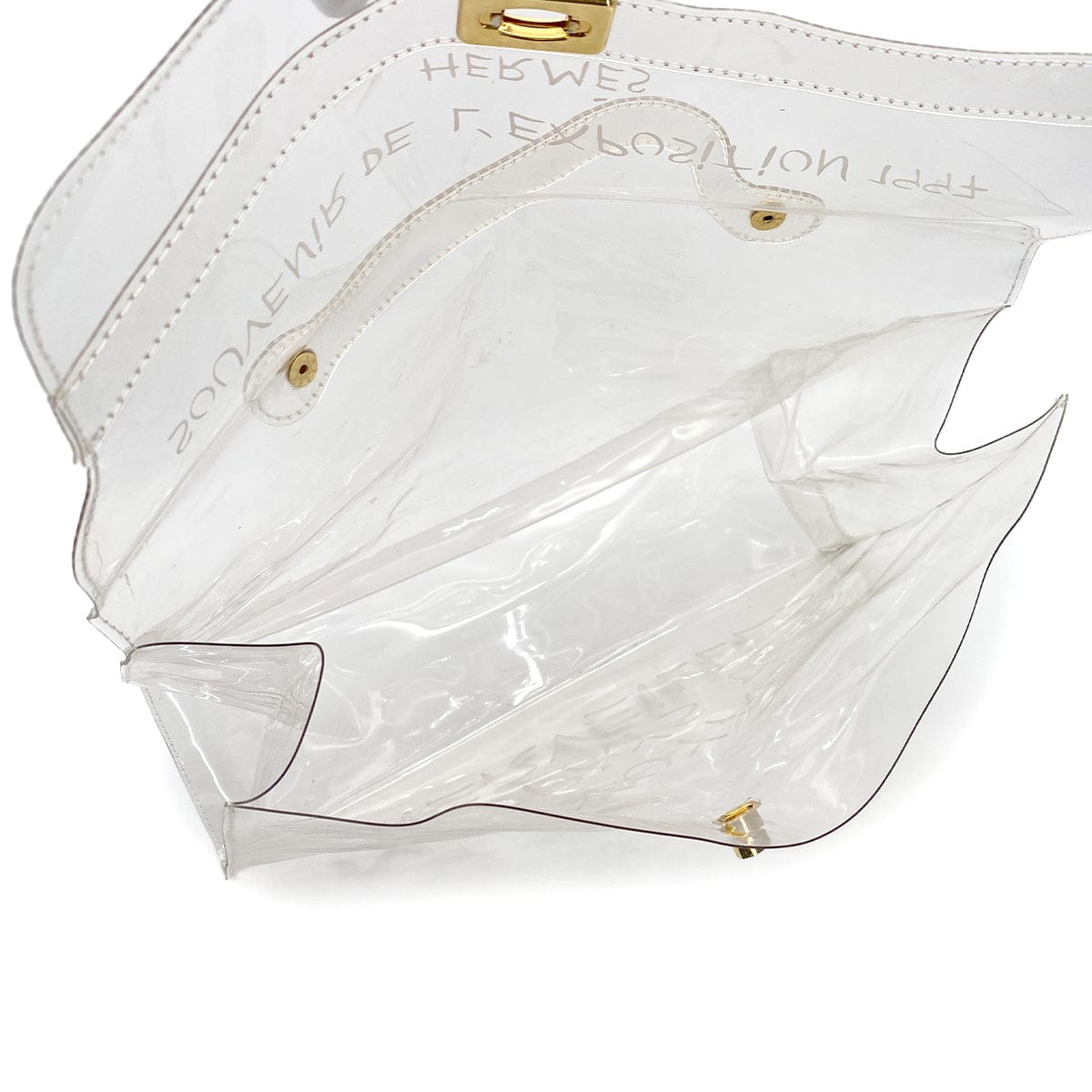 PURPOSE HERMES VINYL KELLY SOUVENIR DE L' EXPOSITION 1997 CLEAR HAND BAG GOLD HARDWARE 90318291