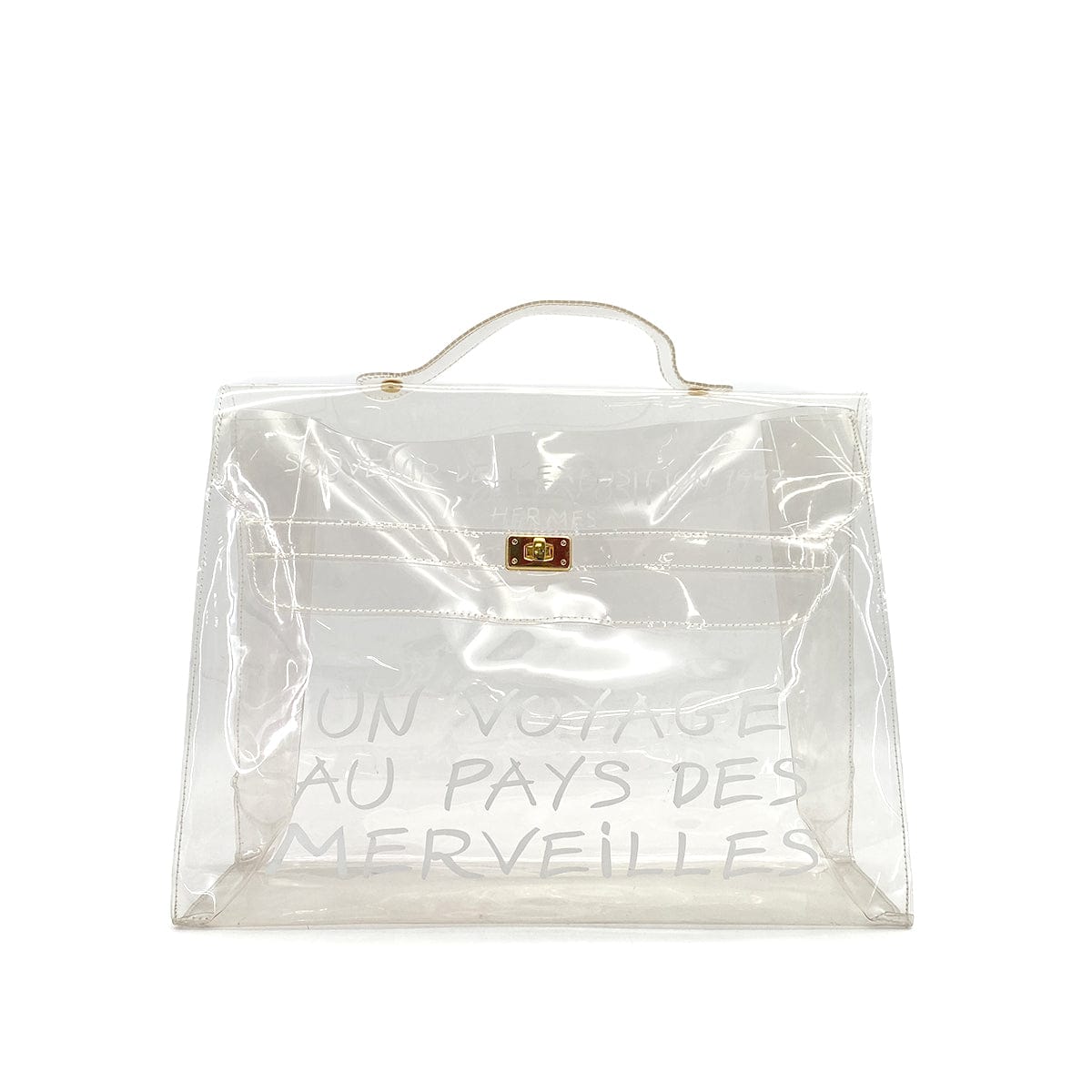PURPOSE HERMES VINYL KELLY SOUVENIR DE L' EXPOSITION 1997 CLEAR HAND BAG GOLD HARDWARE 90318291