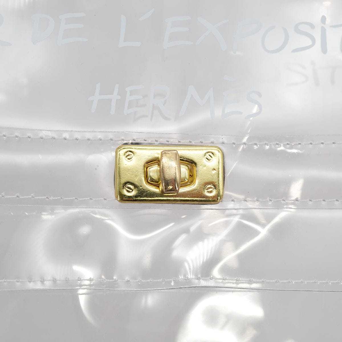 PURPOSE HERMES VINYL KELLY SOUVENIR DE L' EXPOSITION 1997 CLEAR HAND BAG GOLD HARDWARE 90326842