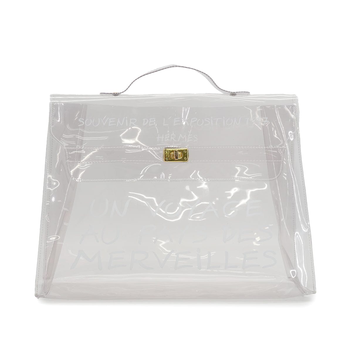 PURPOSE HERMES VINYL KELLY SOUVENIR DE L' EXPOSITION 1997 CLEAR HAND BAG GOLD HARDWARE 90326842