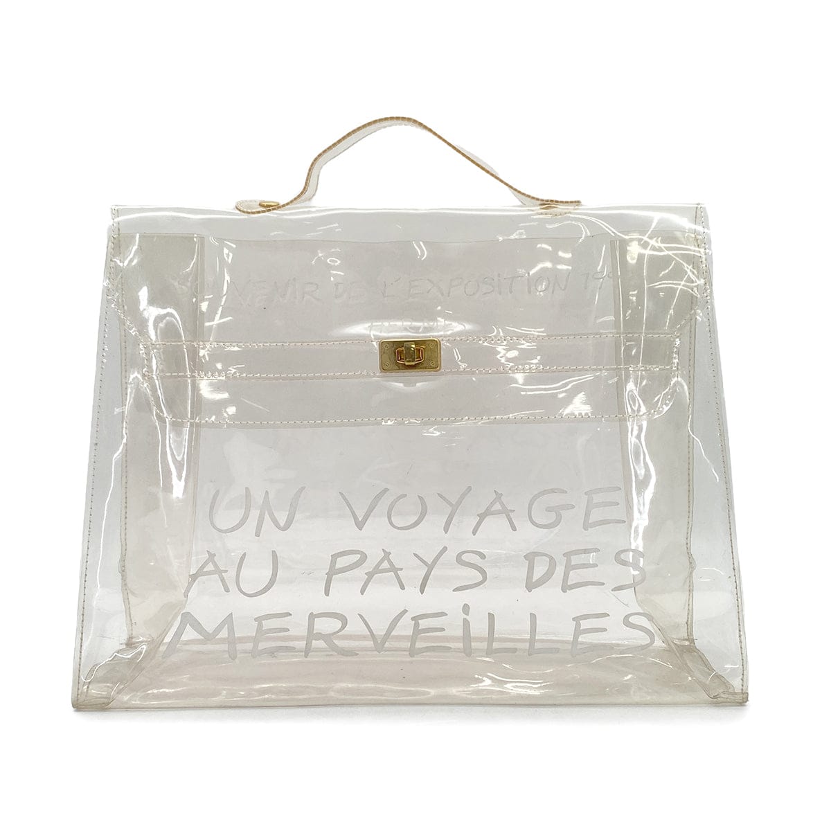 PURPOSE HERMES VINYL KELLY SOUVENIR DE L' EXPOSITION 1997 CLEAR HAND BAG GOLD HARDWARE 90327403