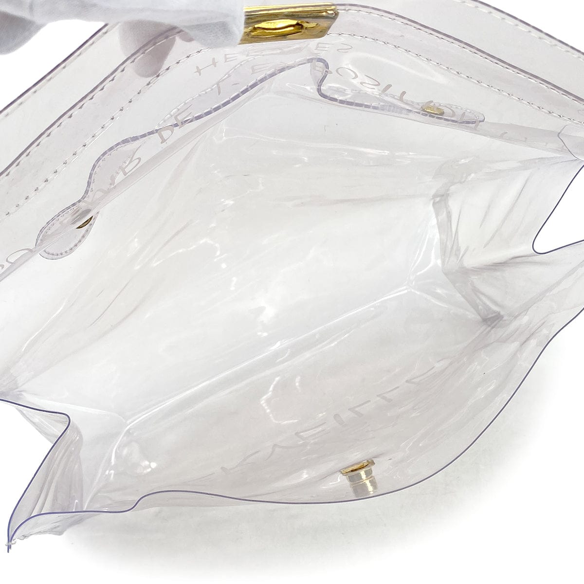 PURPOSE HERMES VINYL KELLY SOUVENIR DE L' EXPOSITION 1997 CLEAR HAND BAG GOLD HARDWARE 90327405