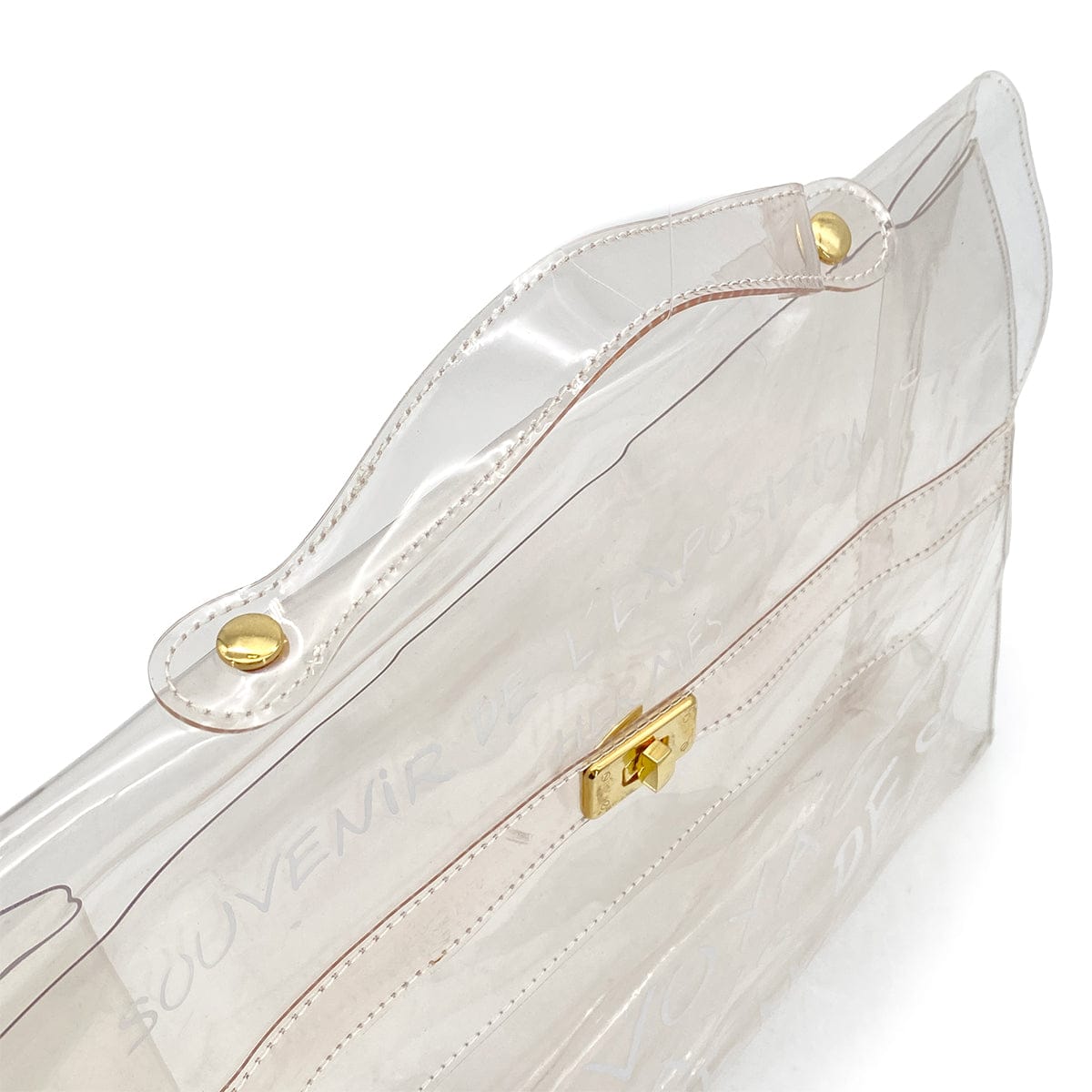 PURPOSE HERMES VINYL KELLY SOUVENIR DE L' EXPOSITION 1997 CLEAR HAND BAG GOLD HARDWARE 90327407