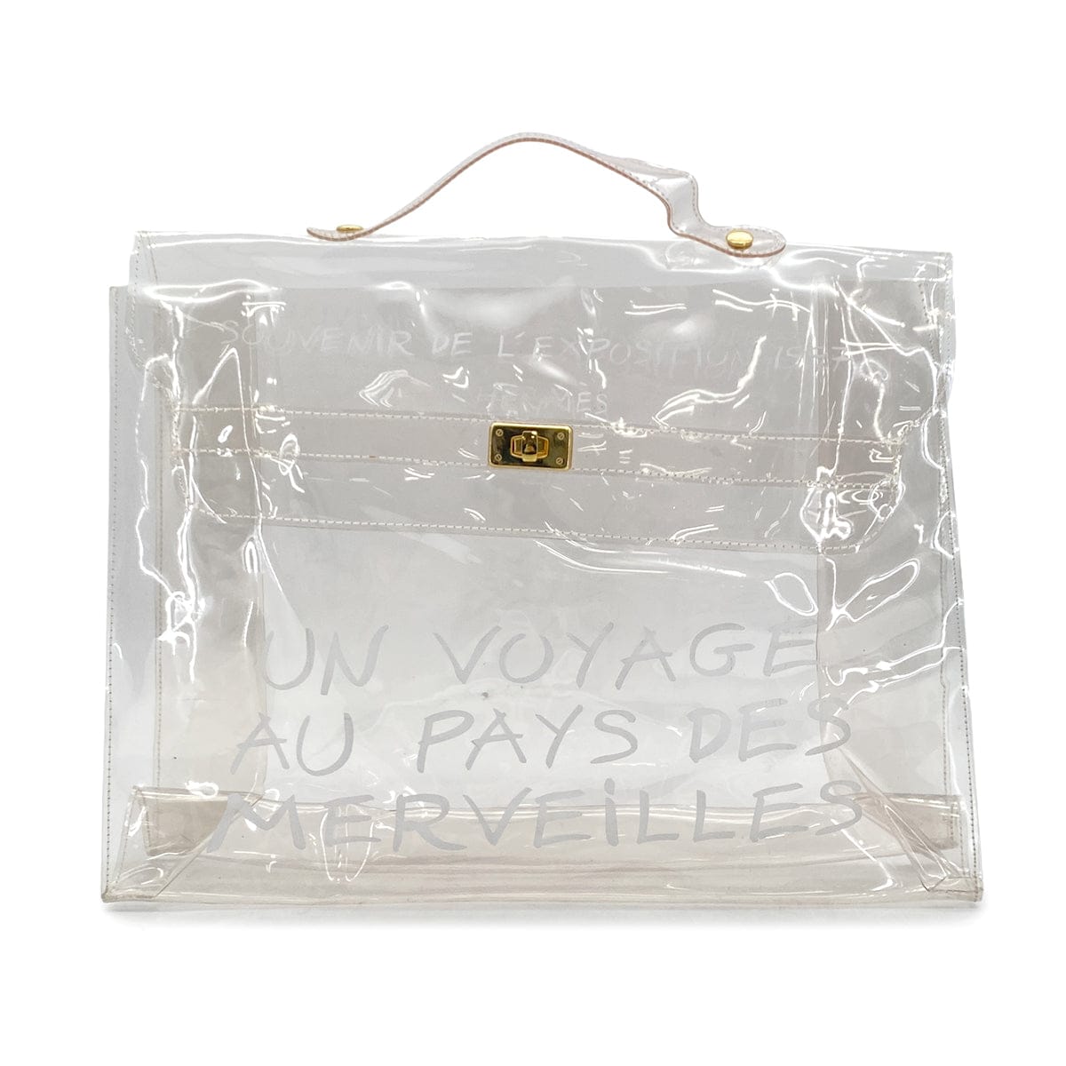 PURPOSE HERMES VINYL KELLY SOUVENIR DE L' EXPOSITION 1997 CLEAR HAND BAG GOLD HARDWARE 90327407