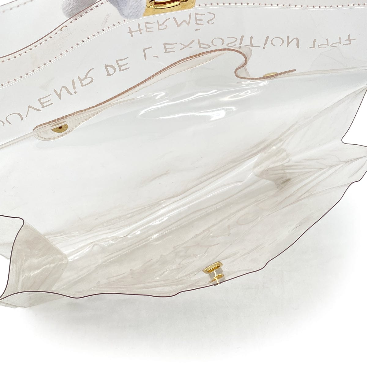 PURPOSE HERMES VINYL KELLY SOUVENIR DE L' EXPOSITION 1997 CLEAR HAND BAG GOLD HARDWARE 90327407