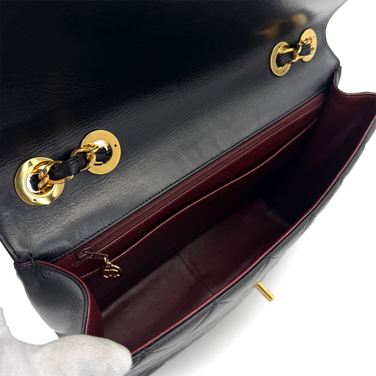 PURPOSE VINTAGE CHANEL BIG COCO MATELASSE CHAIN SHOULDER BAG BLACK LAMB SKIN GOLD HARDWARE 90317852