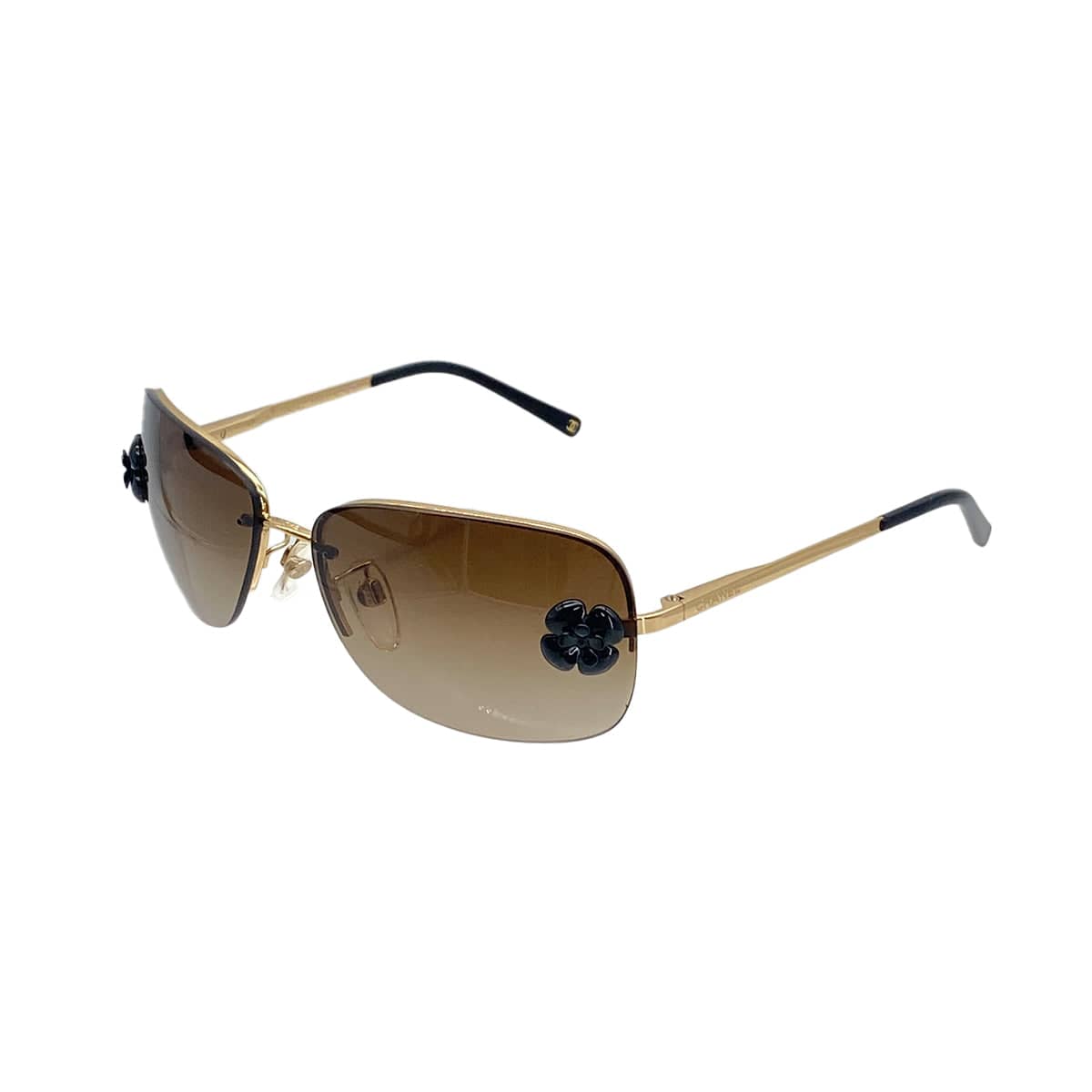 PURPOSE VINTAGE CHANEL CAMELLIA LOGO SUNGLASSES BROWN EYEWEAR 90328025